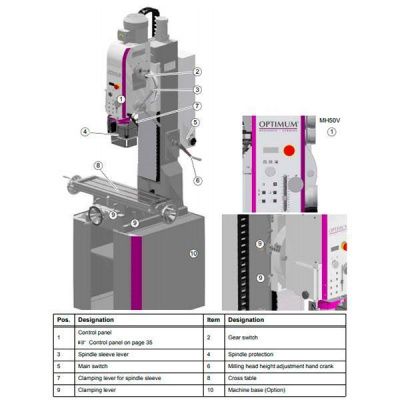 Универсальный фрезерный станок Optimum OPTImill MH50V